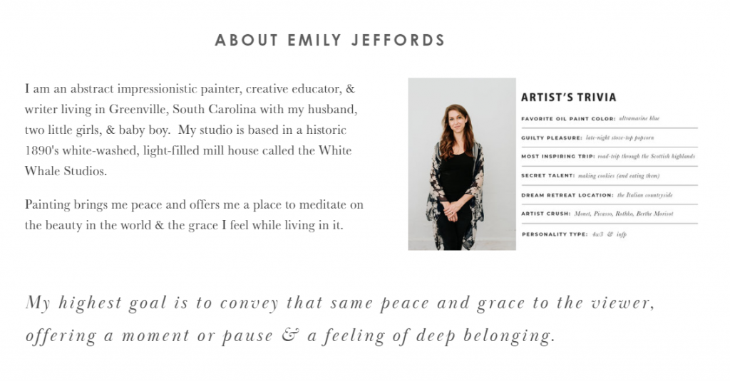 Artist Bio Template Free   EmilyJeffordsbiopage 1024x535 